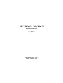 Krzysztof Penderecki - 9780313256585