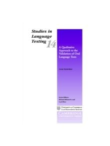 A Qualitative Approach to the Validation of Oral Language Tests - 9780521802277