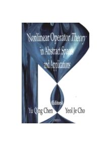 Nonlinear Operator Theory in Abstract Space & Applications - 9781594540677