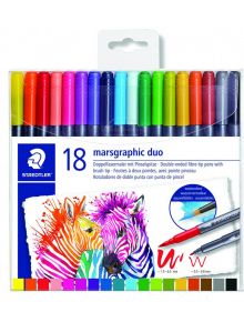 Акварелни двувърхи флумастери Staedtler, 18 цвята - Staedtler - Staedtler - Момиче, Момче - Staedtler - Design Journey - 4007817042830