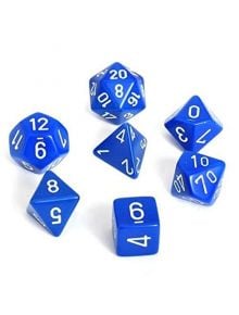 Комплект зарчета за настолни игри Chessex: Opaque Polyhedral сини и бели, 7бр. - 1125759 - 1125760 - 601982021276