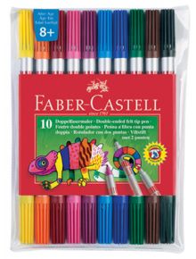 Двойни флумастери Faber-Castell, 10 цвята - 1122634 - 2730 - 1129388,1129390 - Faber-Castell - Fineliner and Fibre Tip pens -