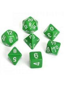 Комплект зарчета за настолни игри Chessex: Opaque Polyhedral зелен, 7бр. - 1125759 - 1125760 - 601982021269