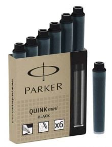 Комплект 6 бр. патрончета (пълнители) Parker QuinkMini - Black за писалки, черни - Parker - Parker - Parker - Консуматив - 3501170767221