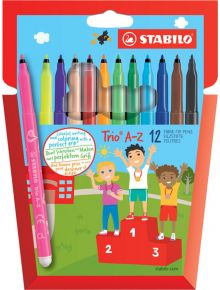 Комплект флумастери Stabilo Trio A-Z, 12 цвята - Stabilo - Stabilo - Момиче, Момче - Stabilo - Trio A-Z - 4006381355629