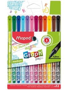 Комплект тънкописци Maped Graph Peps Premium, 12 цвята - Maped - Maped - Maped - Graph Peps - 3154147496527