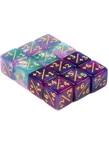 Комплект зарчета за ролеви игри Chessex: Positive/Negative  Cyan/Purple - 12 бр. - Dice4Friends - Dice4Friends - 342323000696