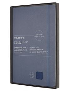 Кожен класически тефтер Moleskine Classic Leather Blue с меки корици и листа на широки редове - Moleskine - Moleskine - Moleskine - Classic - 8053853606006