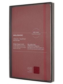 Кожен класически тефтер Moleskine Classic Leather Red с меки корици и листа на широки редове - Moleskine - Moleskine - Moleskine - Classic - 8053853605986