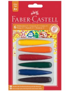 Пастели Faber-Castell Finger, 6 цвята - 1122634 - 2730 - 1129388,1129390 - Faber-Castell - Crayons - 4005401204046