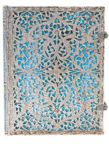 Тефтер Paperblanks - Maya Blue Ultra, 18 х 23 см. - Paperblanks - Paperblanks - Жена, Мъж - Paperblanks - Silver Filigree Collection - 9781439725603