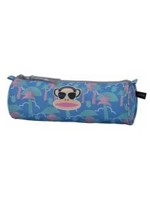 Ученически несесер Paul Frank Venice Blue / Grey / Pink с цилиндрична форма - 8718803048526